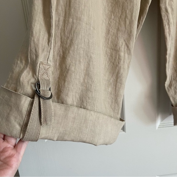 Anthropologie Natalia Linen Wide Leg Pants Women’s L High Waist Crop Boho Tan - Picture 7 of 16